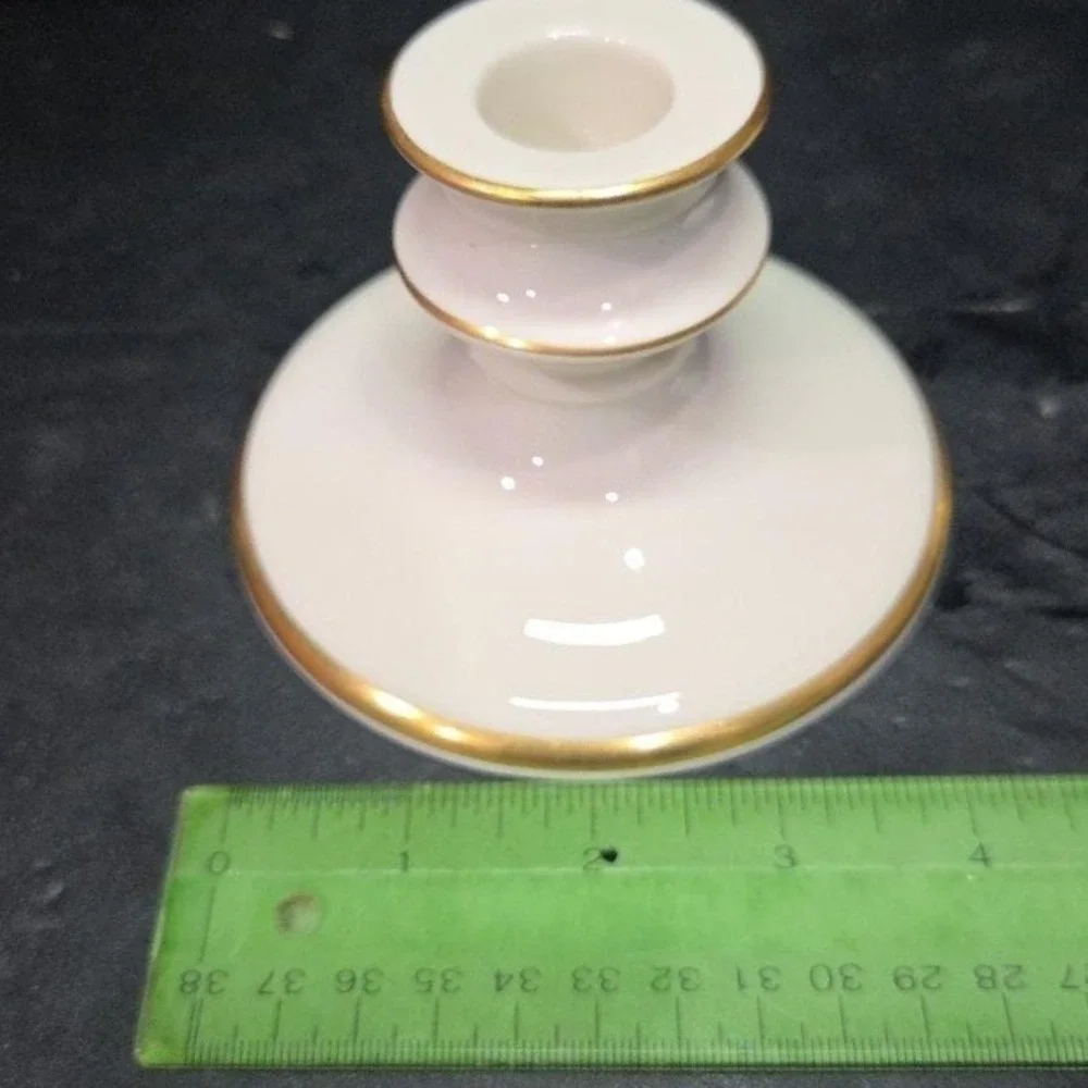 Pickard China‎ Porcelain Candle Holders, Set of 2, Vintage Gold Trim Accents